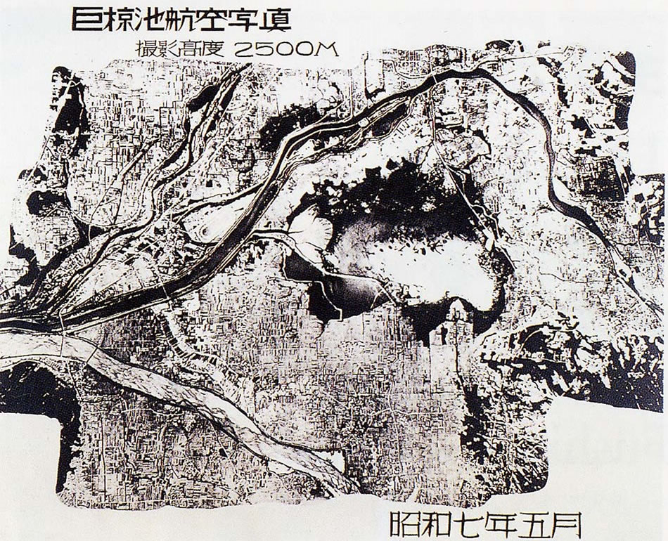 干拓直前の巨椋池付近の航空写真（昭和7年、1932年）